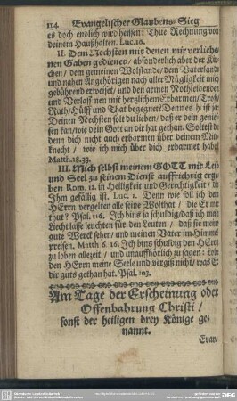Am Tage der Erscheinung oder Offenbahrung Christi, sonst der heiligen drey Könige genannt