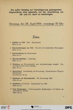 Zinn (Nr. 1-15)