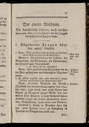 I. Allgemeine Fragen über das ganze Kupfer.