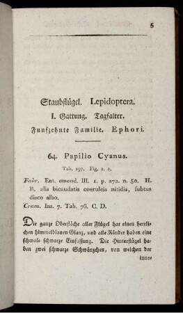 64. Papilio Cyanus. [bis] 100. Papilio Quercus.