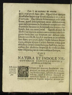 Cap. I. De Natura Et Indole Negotiorum Capitulationibus Annullatorum