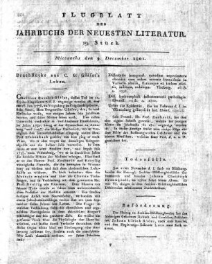 Bruchstücke aus C. G. Gläser's Leben.