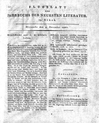 Bruchstücke aus C. G. Gläser's Leben.