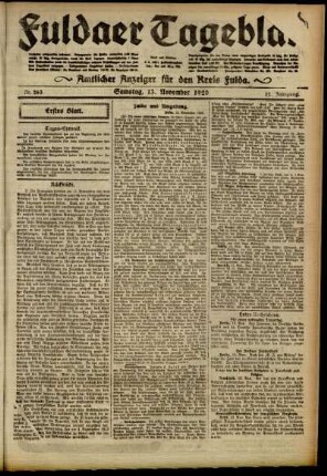 Erste Ausgabe vom Samstag, den 13. November 1920.