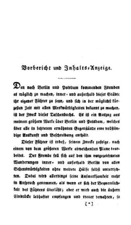 Vorbericht und Inhalts-Anzeige