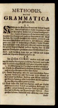 Methodus, wie diese Grammatica zu gebrauchen
