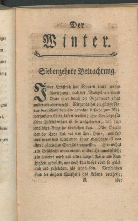 Der Winter. Siebenzehnte Betrachtung.