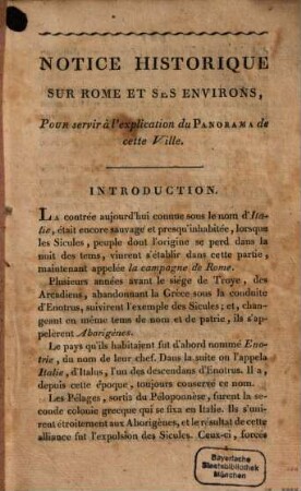 Notice historique sur Rome et ses environs