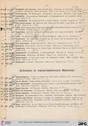 Arbeiten in verschiedenem Material (Nr. 266-282)