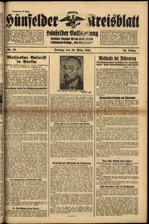 Erste Ausgabe vom Freitag, den 28. März 1941.