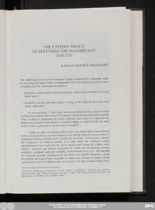 The Eastern Policy Of Süleymân The Magnificent 1520-1533 Jean-Louis Bacqué-Grammont