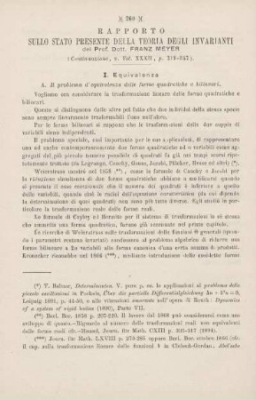 Rapporto sullo stato presente della teoria degli invarianti. [Fortsetzung]