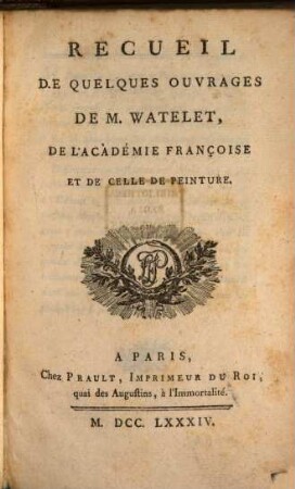 Recueil de quelques ouvrages de M. W.