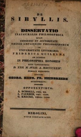 De Sybillis : Diss inaug. philos