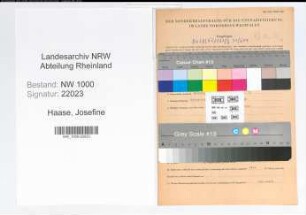 Entnazifizierung Josefine Haase, geb. 05.01.1912 (Studienassessorin)