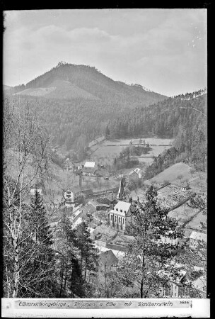 Blick auf Krippen an der Elbe mit Kohlbornstein