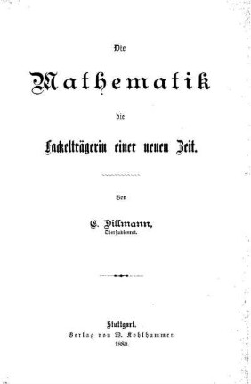 Die Mathematik die Fackelträgerin einer neuen Zeit
