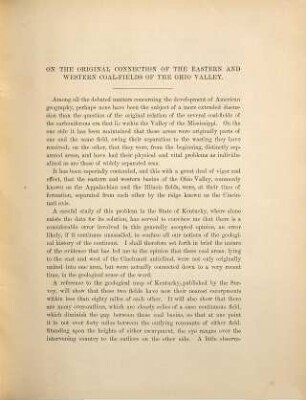 On the original connection of the eastern and western coal-fields of the Ohio Valley