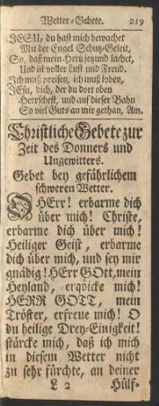 Christliche Gebete zur Zeit des Donners und Ungewitters