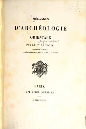 Mélanges d'archéologie orientale