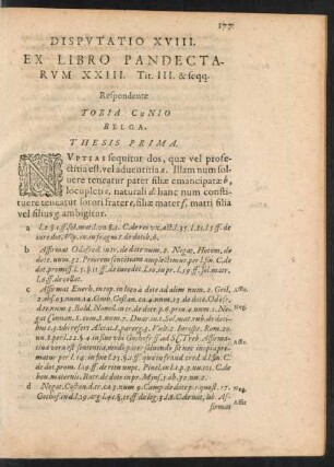 Disputatio XVIII. Ex Libro Pandectarum XXIII. Tit. III. & seqq.
