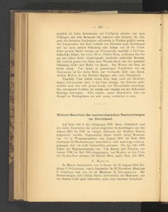 Weitere Resultate der meteorologischen Beobachtungen im Kondeland.