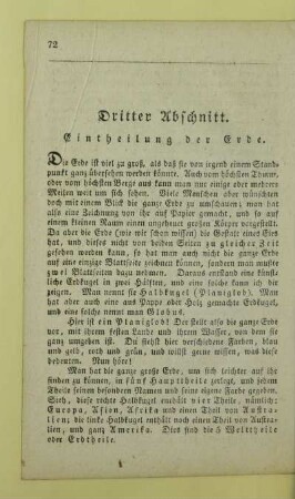 Dritter Abschnitt. Eintheilung der Erde