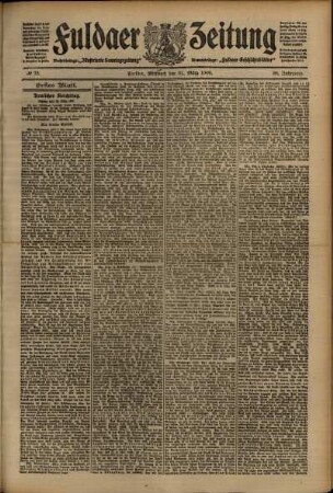 Erste Ausgabe vom Mittwoch, den 31. März 1909.