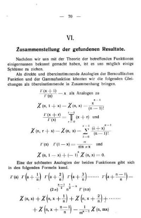 VI. - Zusammenstellung der gefundenen Resultate.