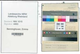 Entnazifizierung Emma Benninghoven , geb. 30.10.1893 (Kauffrau)