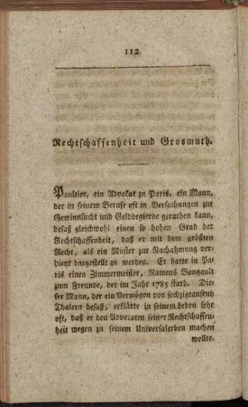 Rechtschaffenheit und Grosmuth.