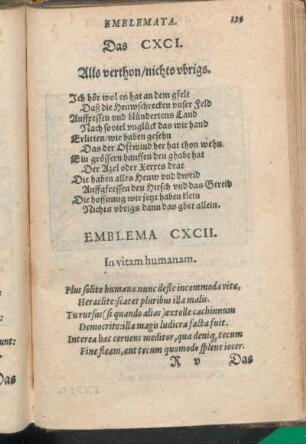 Emblema CXCII. In vitam humanam.