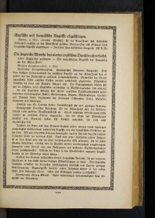 Englische und französische Angriffe abgeschlagen.