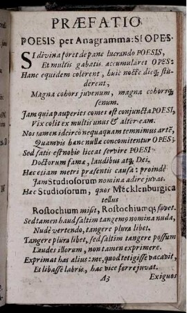 Praefatio Poesis per Anagramma: Si Opes