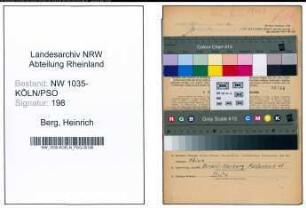 Entnazifizierung Heinrich Berg , geb. 07.06.1900 (Schlosser)