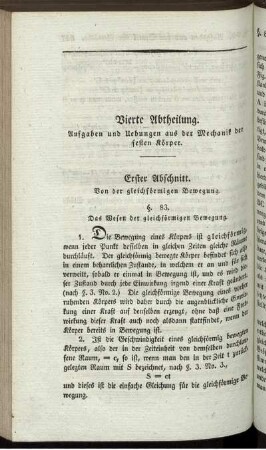 Vierte Abtheilung. Aufgaben und Uebungen aus der Mechanik der festen Körper.