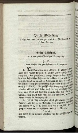Vierte Abtheilung. Aufgaben und Uebungen aus der Mechanik der festen Körper.