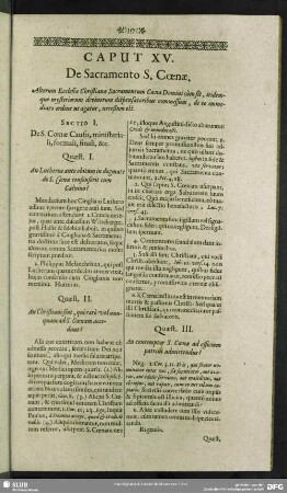 Caput XV. De Sacramento S. Coenae