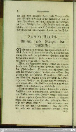 Zweites Kapitel. Umfang und Gränzen der Philosophie
