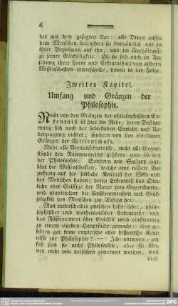 Zweites Kapitel. Umfang und Gränzen der Philosophie