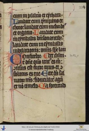 [274r - 295v] Laudes Cantica von Montag bis Sonntag, bricht im Quicumque ab.