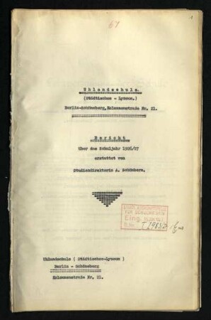1926/27: Bericht über das Schuljahr ... - 1926/27