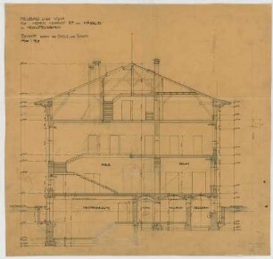 Thiersch, Friedrich von; München, Romanstr. 13; Villa von Hösslin - Diele u. Salon (Schnitt)