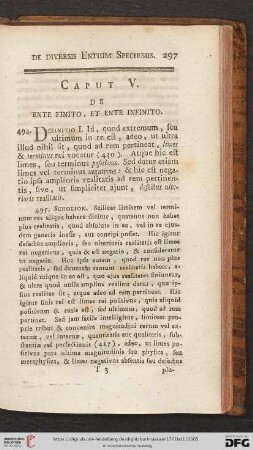 Caput V: De ente finito, et ente infinito
