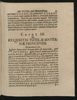 Caput III. De Requisitis Tutelae Maternae Principum.