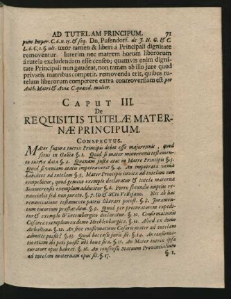 Caput III. De Requisitis Tutelae Maternae Principum.