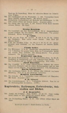 Kupferstiche, Radirungen, Farbendrucke, Oelstudien und Bücher