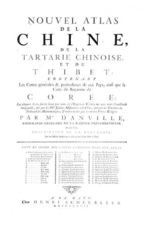 Nouvel atlas de la Chine, de la Tartarie chinoise et du Thibet
