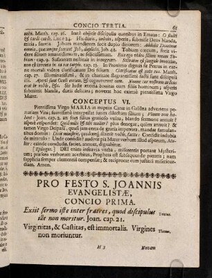 61-76, Pro Festo S. Joannis, Evangelistae