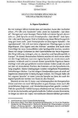 Eigene und fremde Sprachen im vielsprachigen Europa